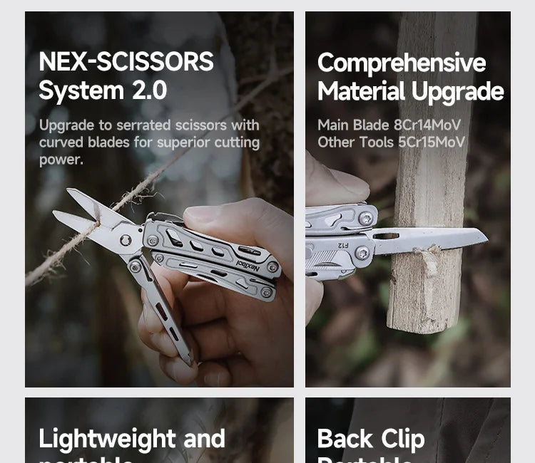 NexTool Mini Flagship F12 Multitool 13-in-1 Keychain Multitool with Serrated Scissors Upgraded 80Cr14Mov Steel EDC Multi Tool