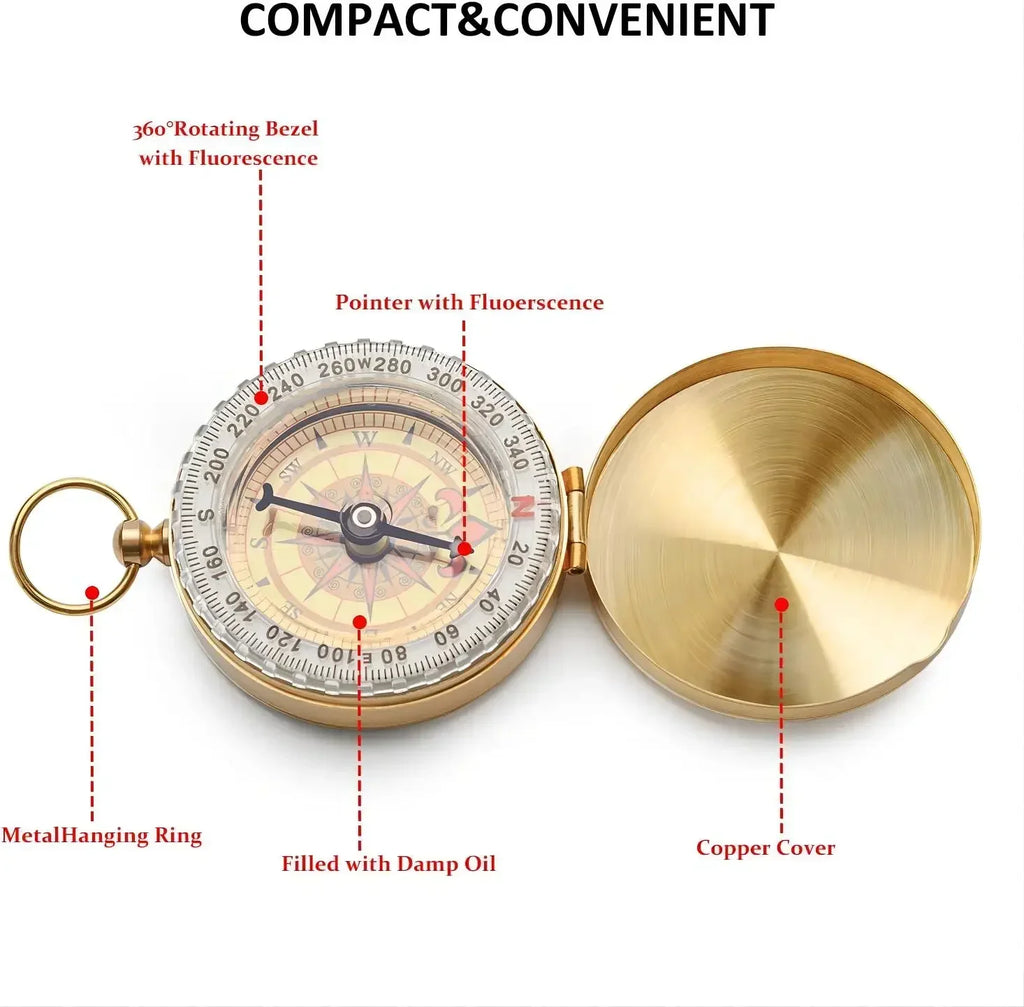 Metal Pocket Compass – Luminous Outdoor Camping & Hiking, Survival Compass