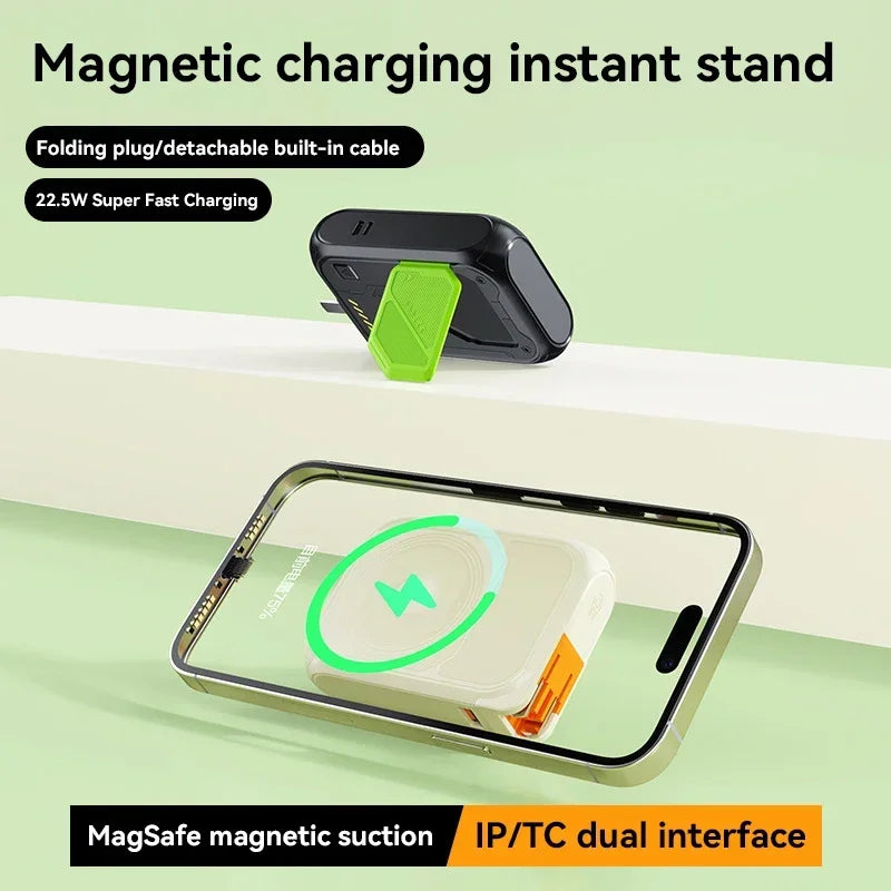 22.5W Magnetic Power Bank 100000mAh Wireless Fast Charging with Plug Phone Holder Portable Charger for IPhone Magsafe Powerbank