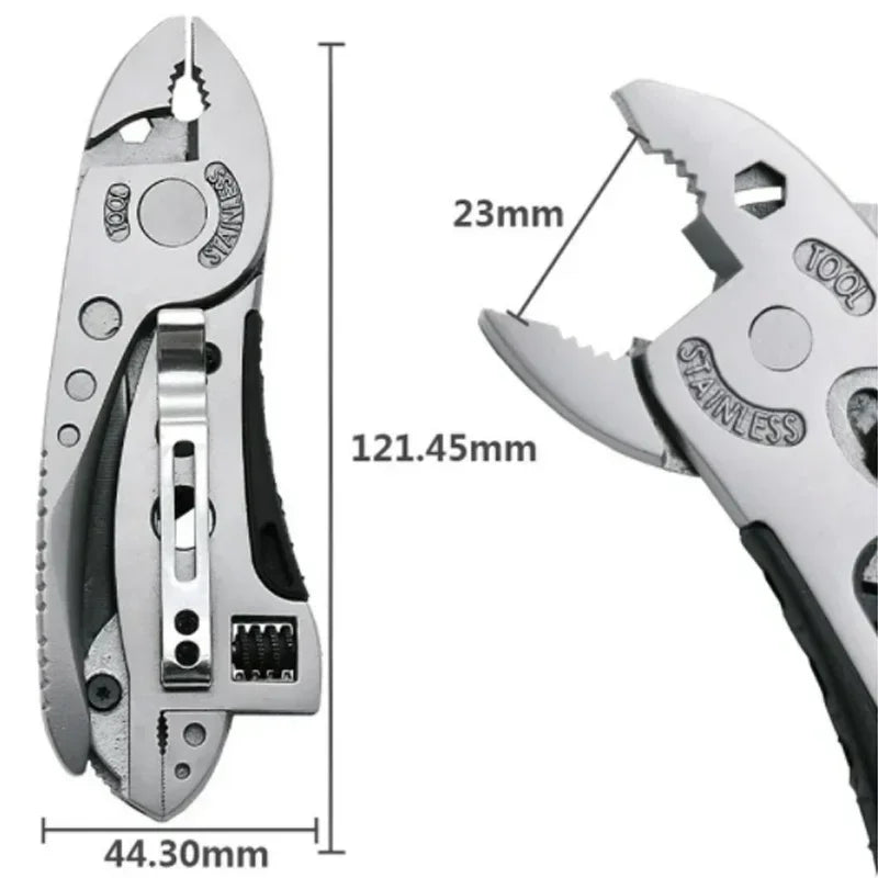 Multitool Wrench adjustable tool/stainless steel multifunctional pocket tool/cross wrench/screwdriver/pliers/folding knife