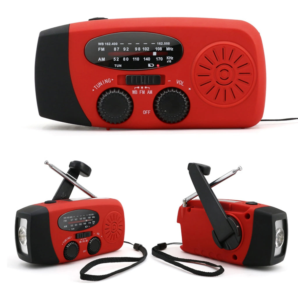 Emergency Hand Crank Radio Multi Functional Solar Powered Portable Emergency Radio For Camping Hiking