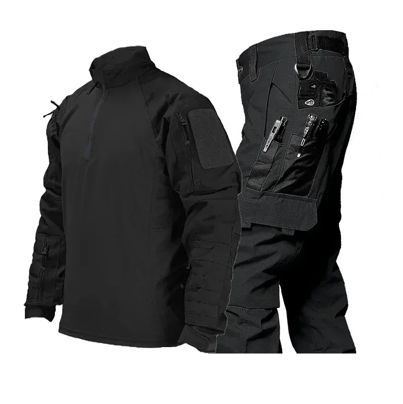 Outdoor Tactical Sets Men Wear-resistant Hunting Uniform Sweatshirt+Multi-pocket Cargo Pant 2 Pcs Suits Hiking Combat Set