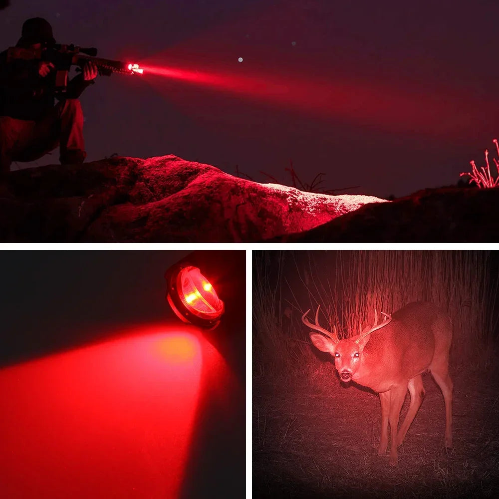 LED Tactical Hunting Flashlight Green/Red/White Torch USB Rechargeable 350LM 600-800 Yards Range C8 Shooting Scout Lights Set