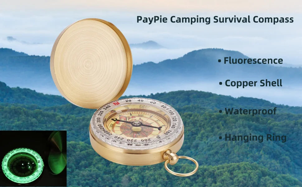 Metal Pocket Compass – Luminous Outdoor Camping & Hiking, Survival Compass
