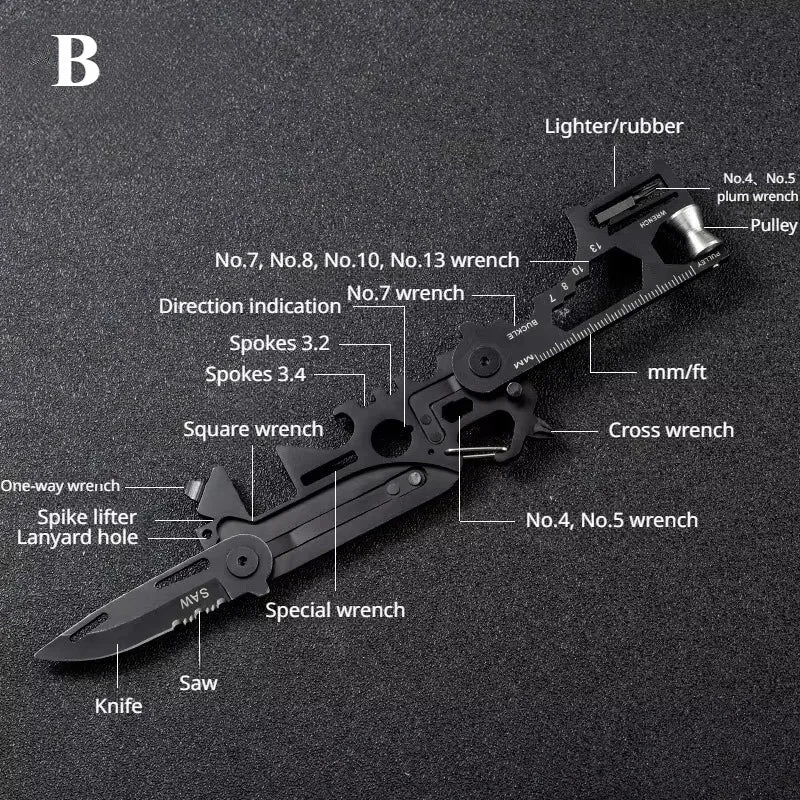 Multifunctional Outdoor Tool Combination Card Folding Molle Scissor Army Knife Mini Bicycle Repair EDC Camping Gear Equipment
