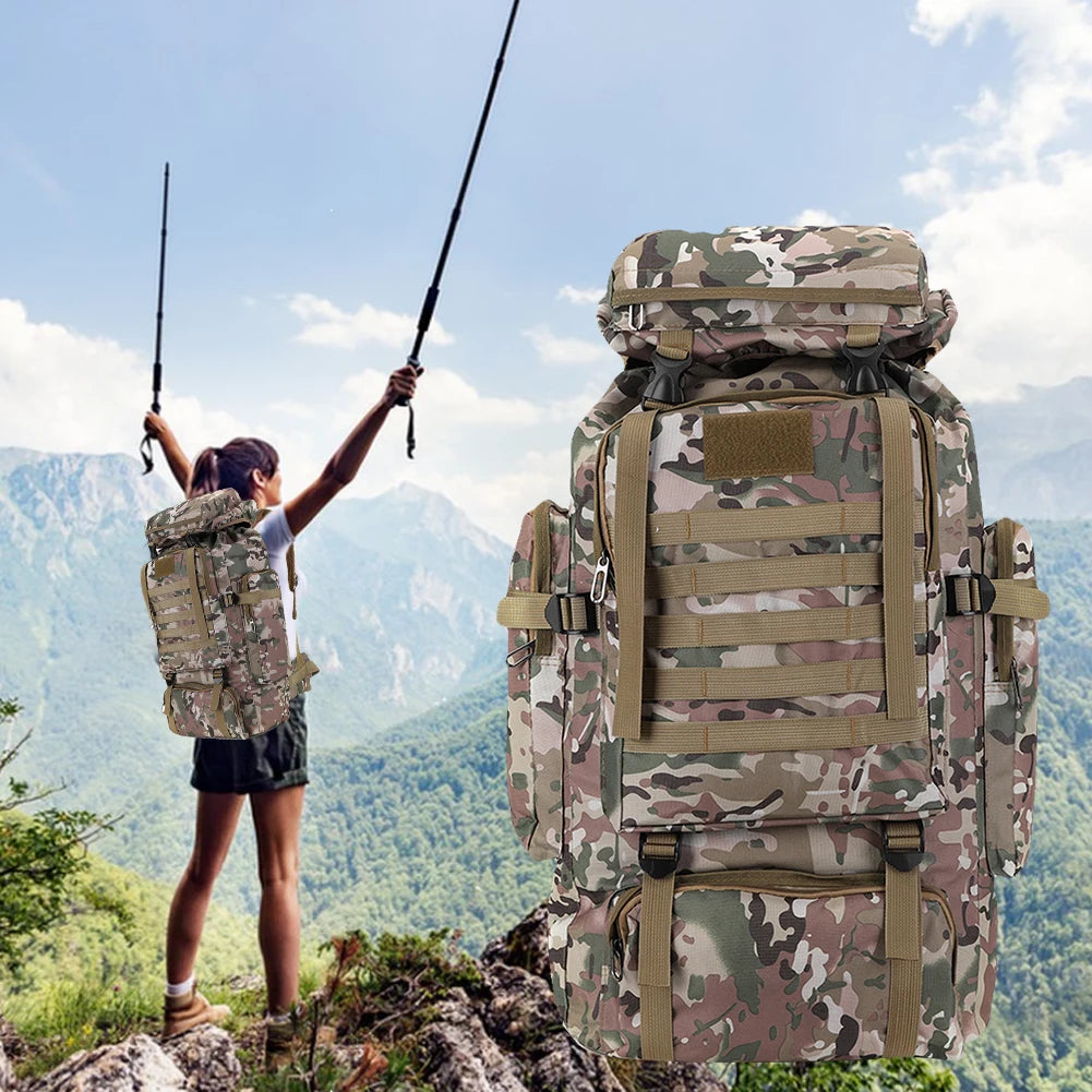 80L Waterproof Tactical Backpack - Military Grade MOLLE Hiking Rucksack