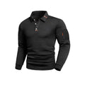 Men's textured long-sleeved polo shirt, available in 5 colors, suitable for spring and autumn. White collar, button design, zipper detail