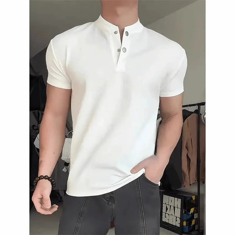 Short-sleeved T-shirt for Men Summer American-style Sports Fitness Regular Shoulder Muscle-revealing Three-quarter Sleeve