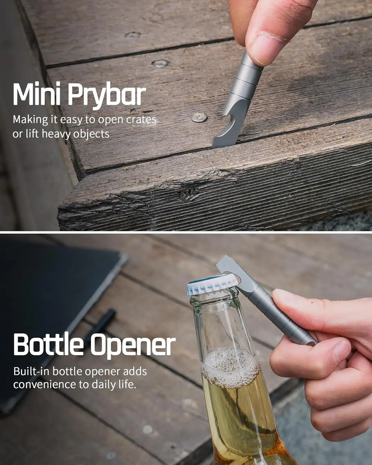 Keychain Pry Bar, Titanium Mini EDC Prybar/safety Multitool with Bottle Opener, Pocket Small Keychain Tools for Every Day Carry(Mini)