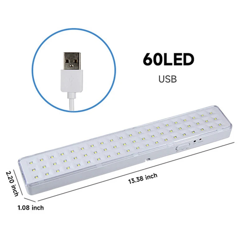 Emergency Evacuation Light 60 LEDs Handheld Fire Lamp Wall Mounted Emergency Lamps Rechargeable Lighting for Power Failure Use