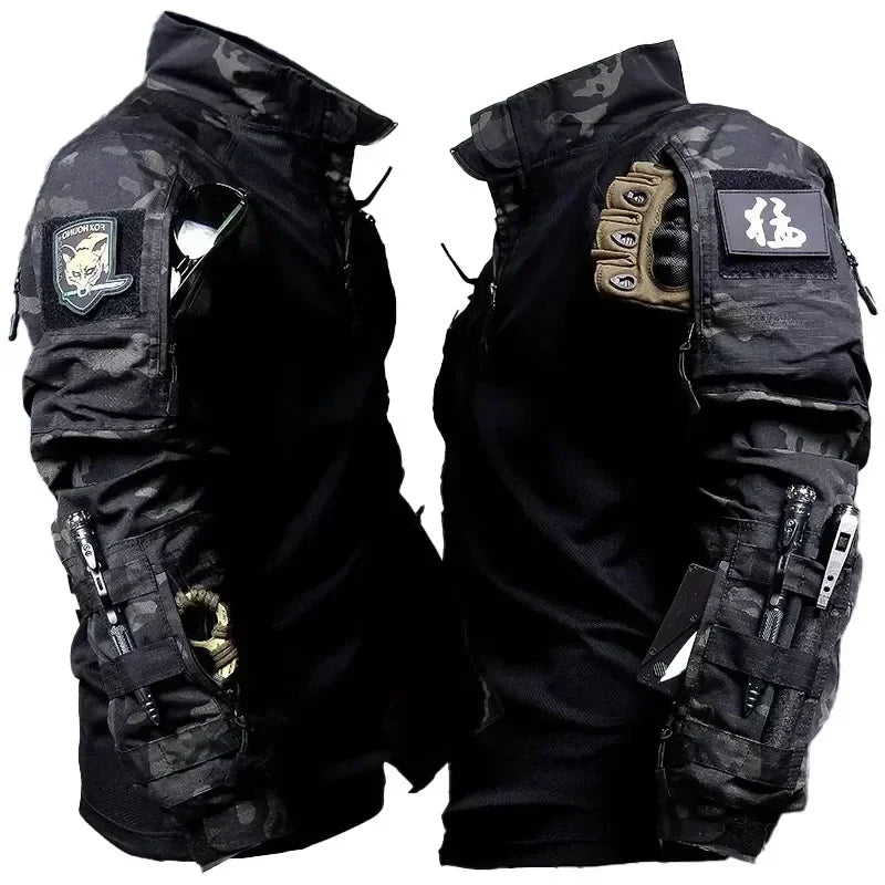 Outdoor Tactical Sets Men Wear-resistant Hunting Uniform Sweatshirt+Multi-pocket Cargo Pant 2 Pcs Suits Hiking Combat Set