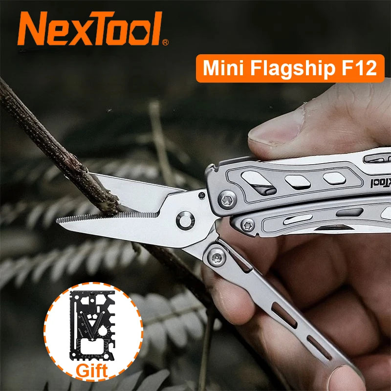 NexTool Mini Flagship F12 Multitool 13-in-1 Keychain Multitool with Serrated Scissors Upgraded 80Cr14Mov Steel EDC Multi Tool