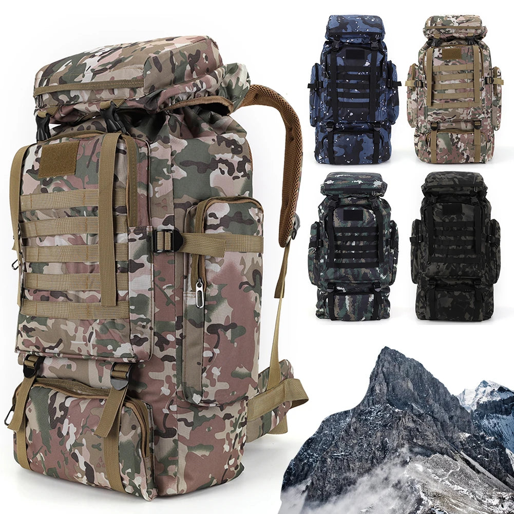 80L Waterproof Tactical Backpack - Military Grade MOLLE Hiking Rucksack