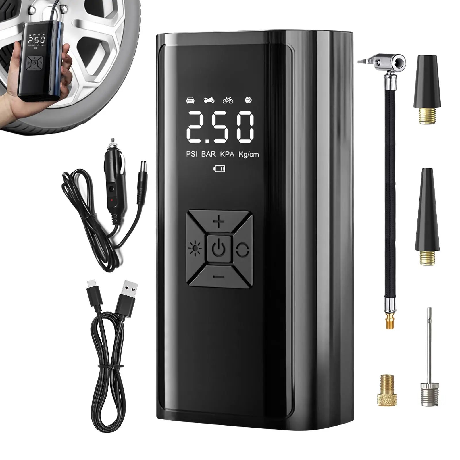 Wireless Air Pump Portable Electric Tire Inflator For Car Bicycle Motorcycle Mini Air Compressor Tire Air Injector