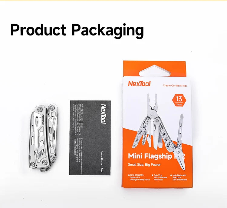 NexTool Mini Flagship F12 Multitool 13-in-1 Keychain Multitool with Serrated Scissors Upgraded 80Cr14Mov Steel EDC Multi Tool