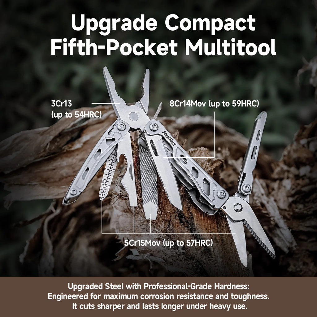 NexTool Mini Flagship F12 Multitool 13-in-1 Keychain Multitool with Serrated Scissors Upgraded 80Cr14Mov Steel EDC Multi Tool