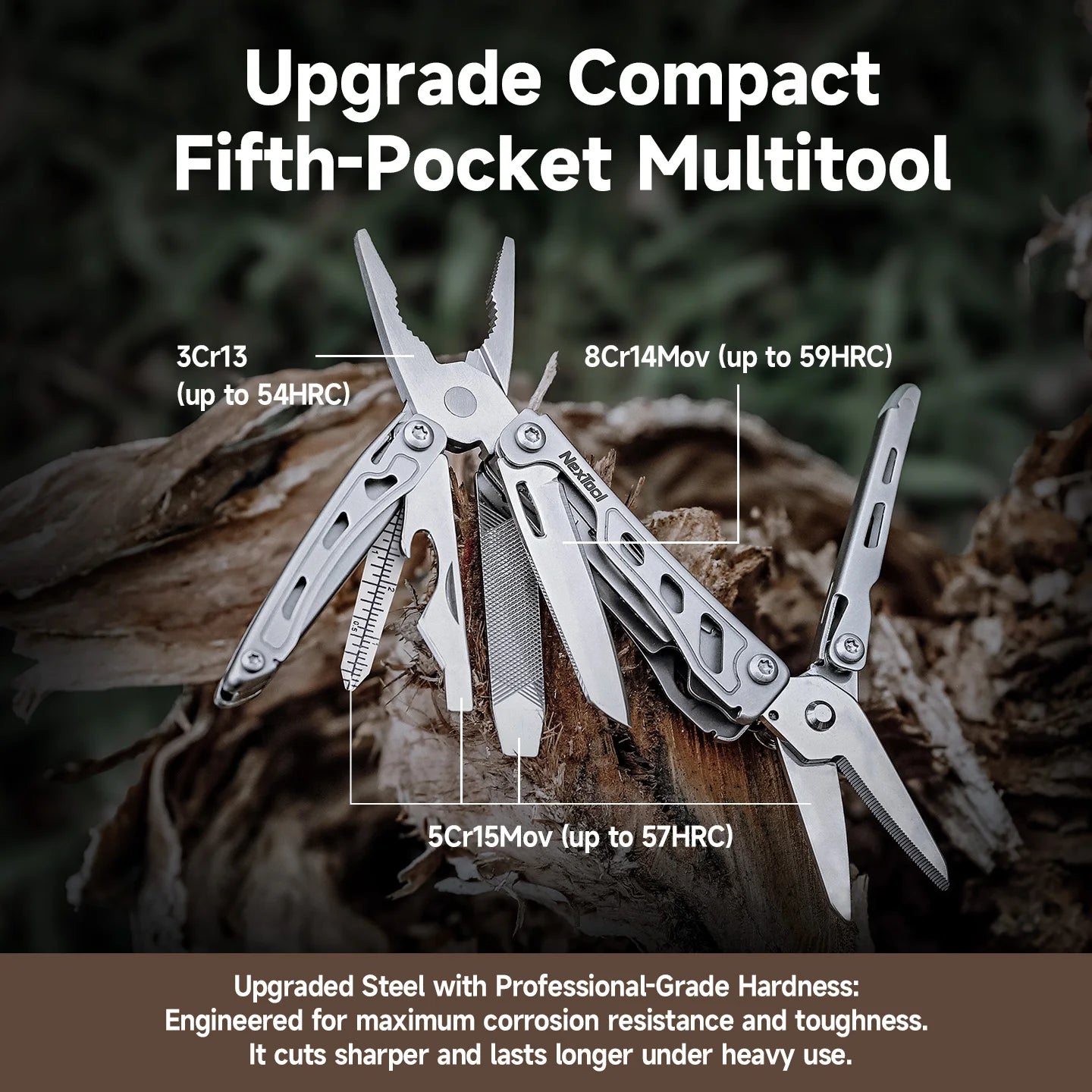 NexTool Mini Flagship F12 Multitool 13-in-1 Keychain Multitool with Serrated Scissors Upgraded 80Cr14Mov Steel EDC Multi Tool