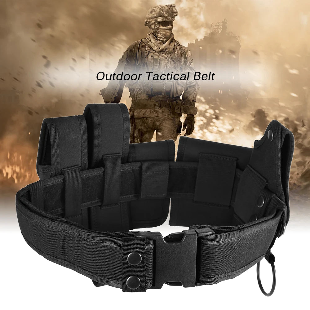 6 In 1 Adjustable Heavy Duty Utility Belt Law Enforcement Quick-Release Belt with Pouch for Police Security Tactical Accessory