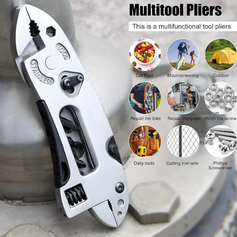 Multitool Wrench adjustable tool/stainless steel multifunctional pocket tool/cross wrench/screwdriver/pliers/folding knife