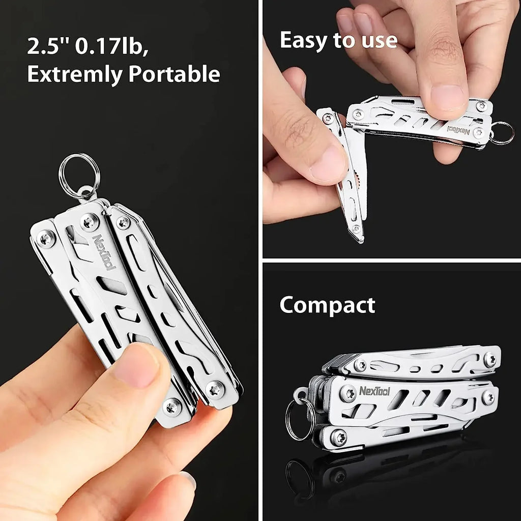 NexTool Mini Flagship Multitool 10 in 1 Mini Pocket Knife EDC Keychain Multi Tool Folding Pliers Scissors Bottle Opener