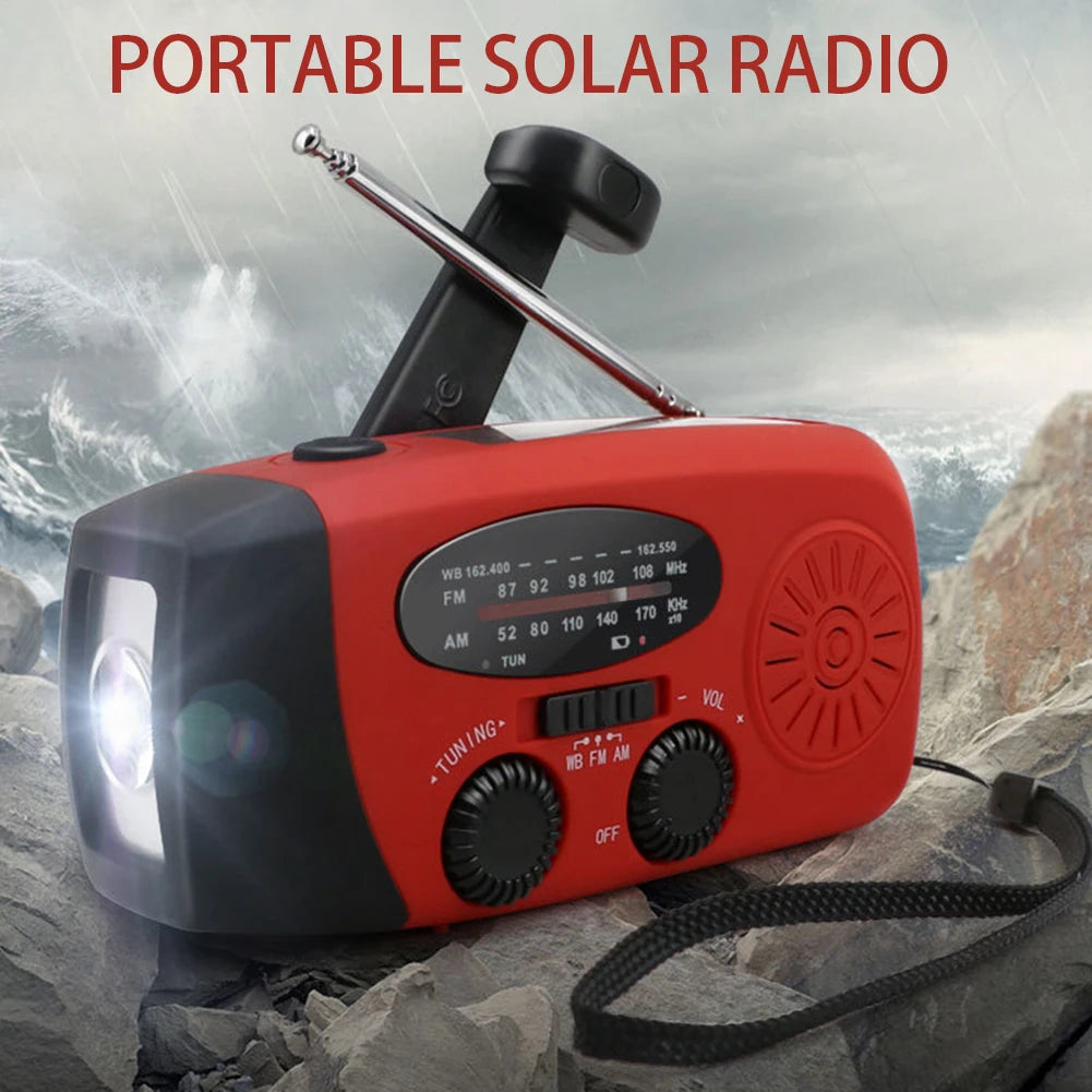 Emergency Hand Crank Radio Multi Functional Solar Powered Portable Emergency Radio For Camping Hiking