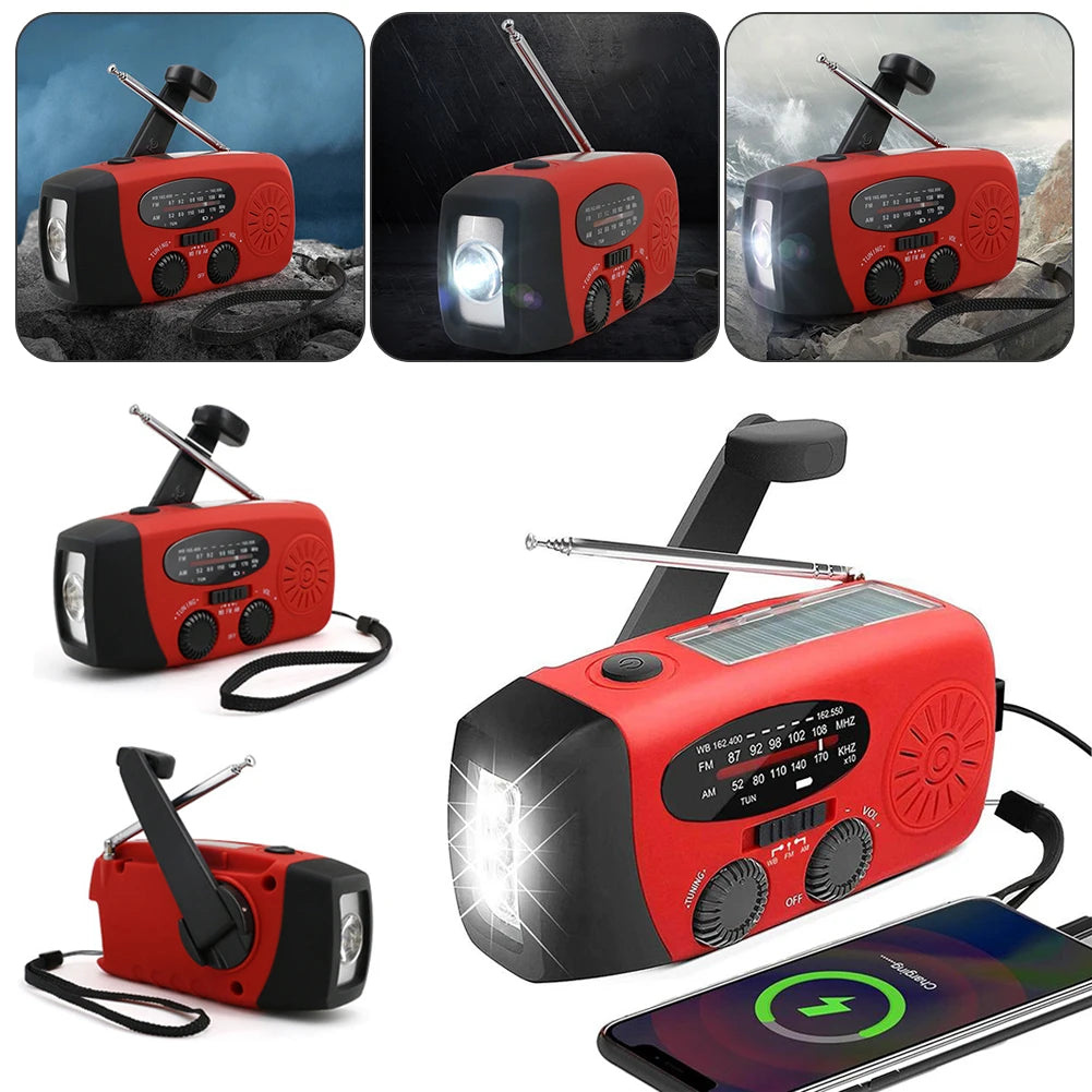 Emergency Hand Crank Radio Multi Functional Solar Powered Portable Emergency Radio For Camping Hiking