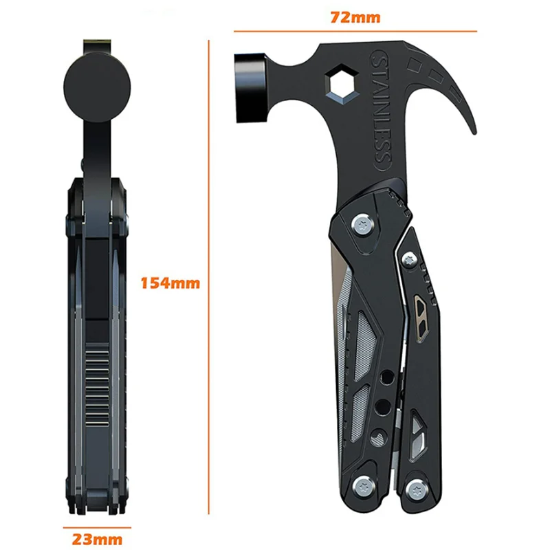Multifunctional Pliers Multitool Claw Hammer Stainless Steel Tool Outdoor Survival Wire Cutter Camping Knife Wrench Hand Tools