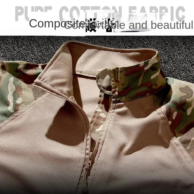 Outdoor Tactical Sets Men Wear-resistant Hunting Uniform Sweatshirt+Multi-pocket Cargo Pant 2 Pcs Suits Hiking Combat Set