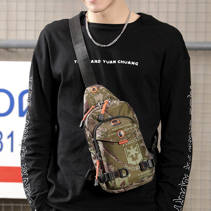 Bolso bandolera de nailon para hombre, mochila pequeña tipo mensajero, mochila de viaje informal, bolso de hombro tipo bandolera