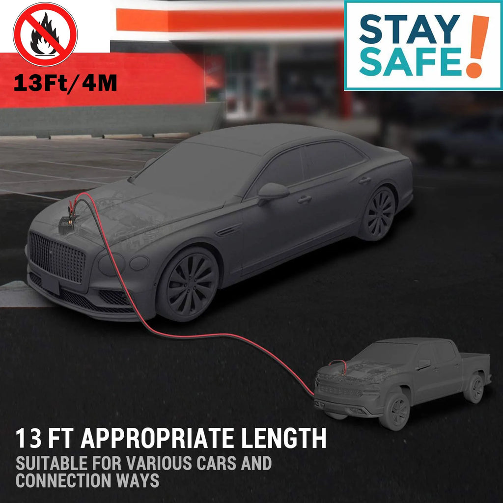 Auto Battery Heavy Duty Jumper Cables 4M 2000A Booster Cables For Cars Truck SUV Positive And Negative Firewire Jump Start Cable