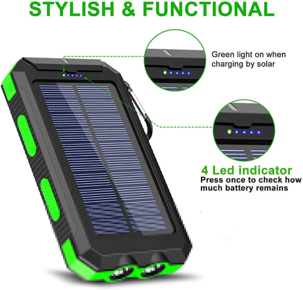 Power Bank Solar 80000mAh Cargador Portátil Poverbank Batería Externa Luz Potente LDE para Todos los Smartphones