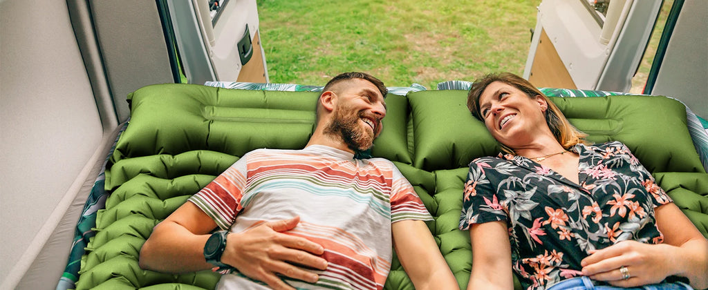 Double Sleeping Pad 4" Thick for 2 Person with Pillow Built-in Foot Pump Inflatable Mattress for Backpacking Hiking