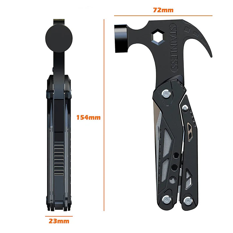 Multifunctional Pliers Multitool Claw Hammer Stainless Steel Tool Outdoor Survival Wire Cutter Camping Knife Wrench Hand Tools