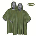 Emergency Rain Poncho with Hood - 2 Pack,PE,Water-Resistant & Thermal Mylar Lined,Survival Blankets for Outdoors,Camping Gear