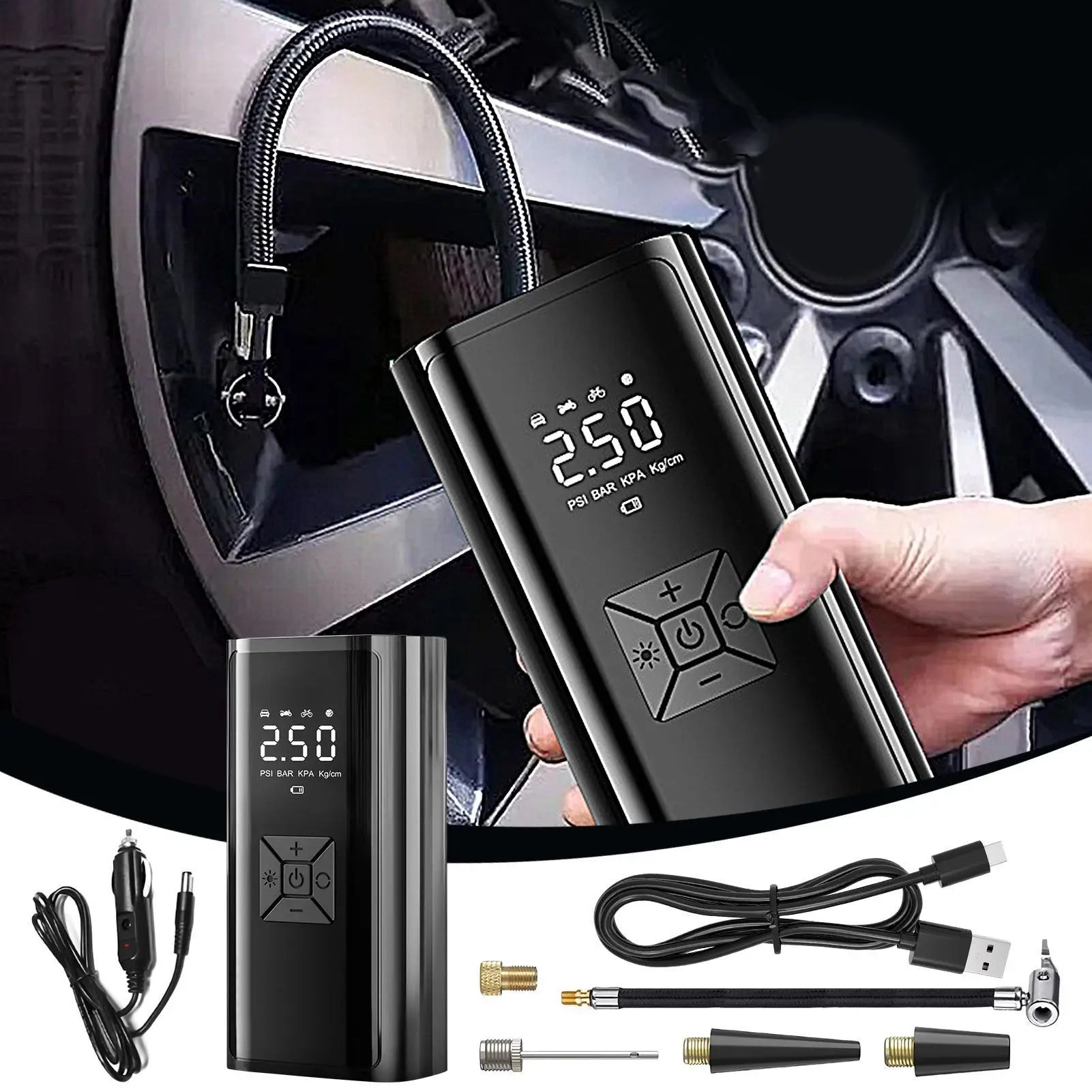 Wireless Air Pump Portable Electric Tire Inflator For Car Bicycle Motorcycle Mini Air Compressor Tire Air Injector