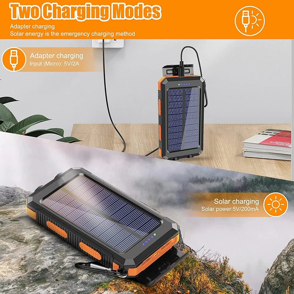 Power Bank Solar 80000mAh Cargador Portátil Poverbank Batería Externa Luz Potente LDE para Todos los Smartphones