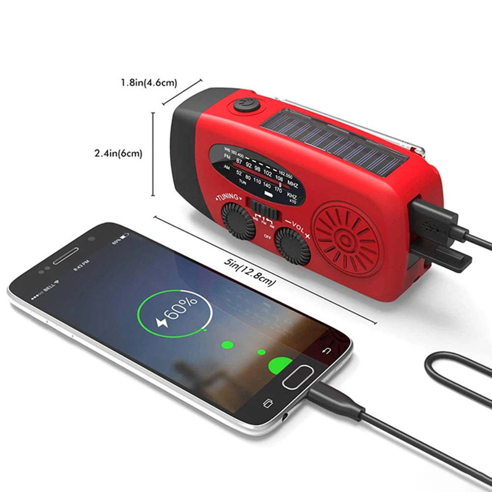 Emergency Hand Crank Radio Multi Functional Solar Powered Portable Emergency Radio For Camping Hiking