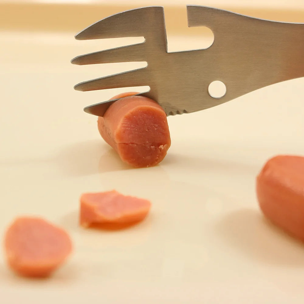 Outdoor Survival Tools 5 in 1 Camping Multi-functional EDC Kit Practical Fork Knife Spoon Bottle/Can Opener camping  multitool