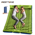 Double Sleeping Pad 4" Thick for 2 Person with Pillow Built-in Foot Pump Inflatable Mattress for Backpacking Hiking