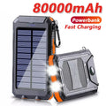 Power Bank Solar 80000mAh Cargador Portátil Poverbank Batería Externa Luz Potente LDE para Todos los Smartphones