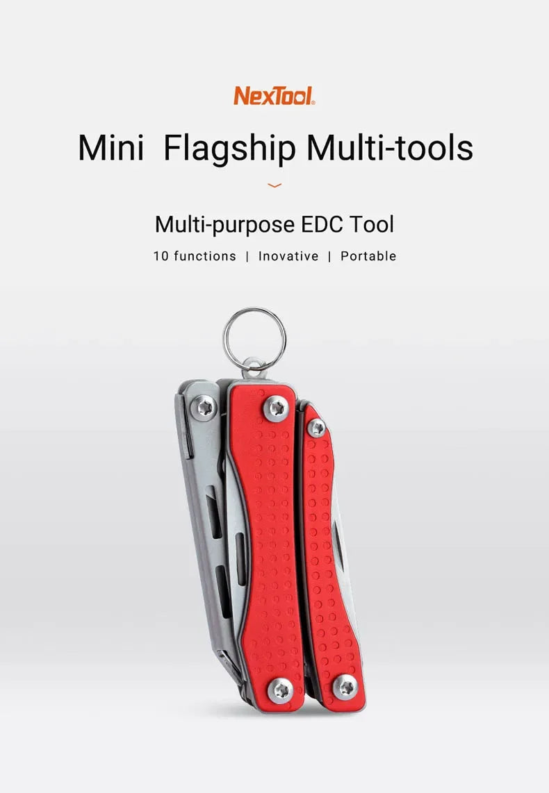 NexTool Mini Flagship Multitool 10 in 1 Mini Pocket Knife EDC Keychain Multi Tool Folding Pliers Scissors Bottle Opener