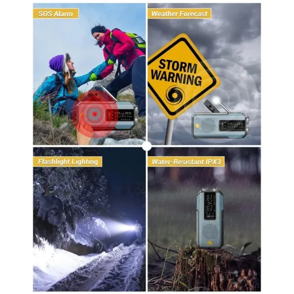 Emergency Radio Solar Power Hand Crank Radio Global Receiver High Quality LED Torch Reading Light SOS Alarm 2000mAh