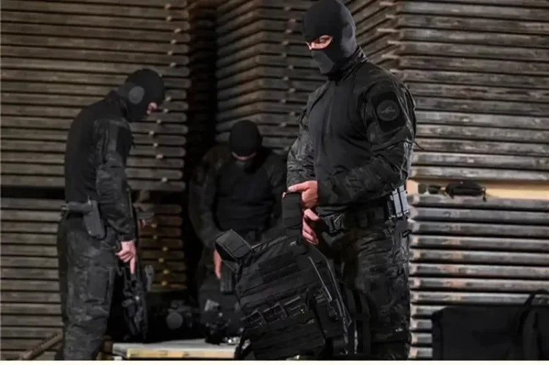 Outdoor Tactical Sets Men Wear-resistant Hunting Uniform Sweatshirt+Multi-pocket Cargo Pant 2 Pcs Suits Hiking Combat Set