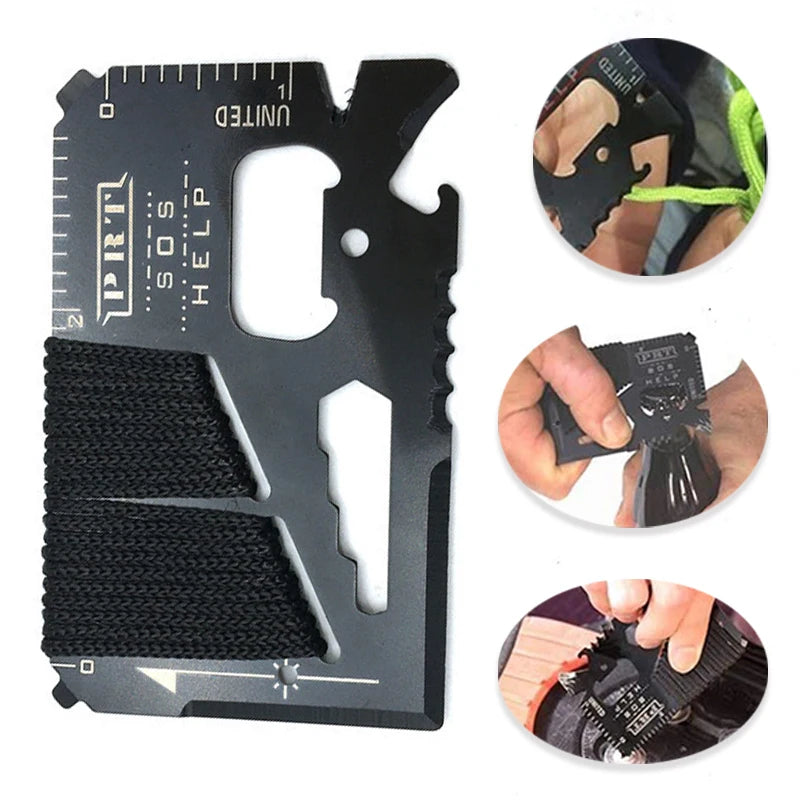 Credit Card Multitool, Lever Gear Toolcard, Pocket Tool  with Bottle Opener, Various Measuring Tools, for Outdoor, Hiking, Men.