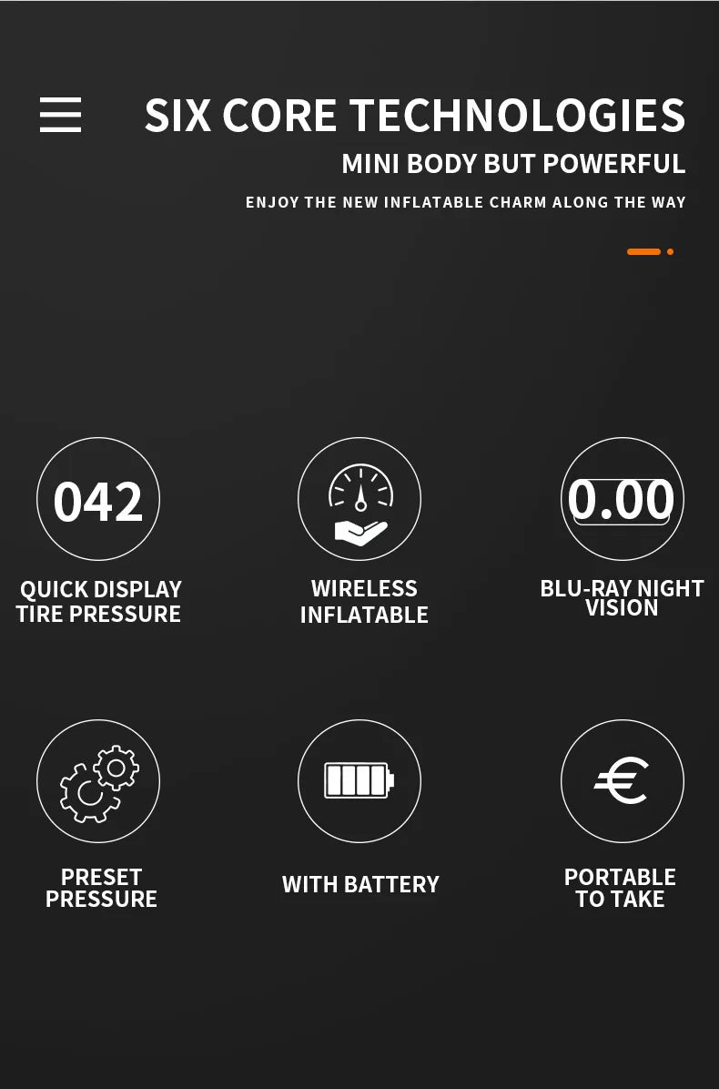 Car Wireless Electric Air Pump Portable Wired/Wireless Digital Touch Air Compressor 150PSI Suitable for Car Motorcycle Inflation