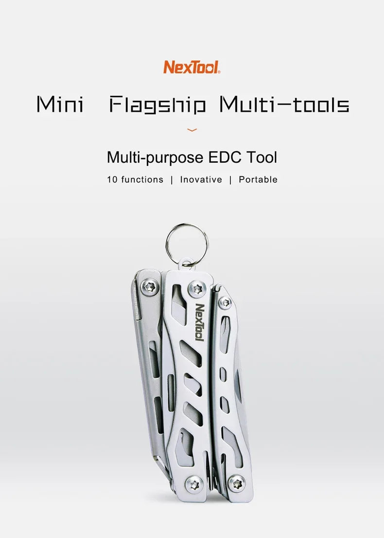 NexTool Mini Flagship Multitool 10 in 1 Mini Pocket Knife EDC Keychain Multi Tool Folding Pliers Scissors Bottle Opener
