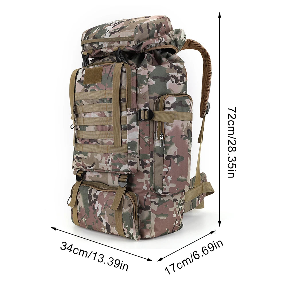 80L Waterproof Tactical Backpack - Military Grade MOLLE Hiking Rucksack