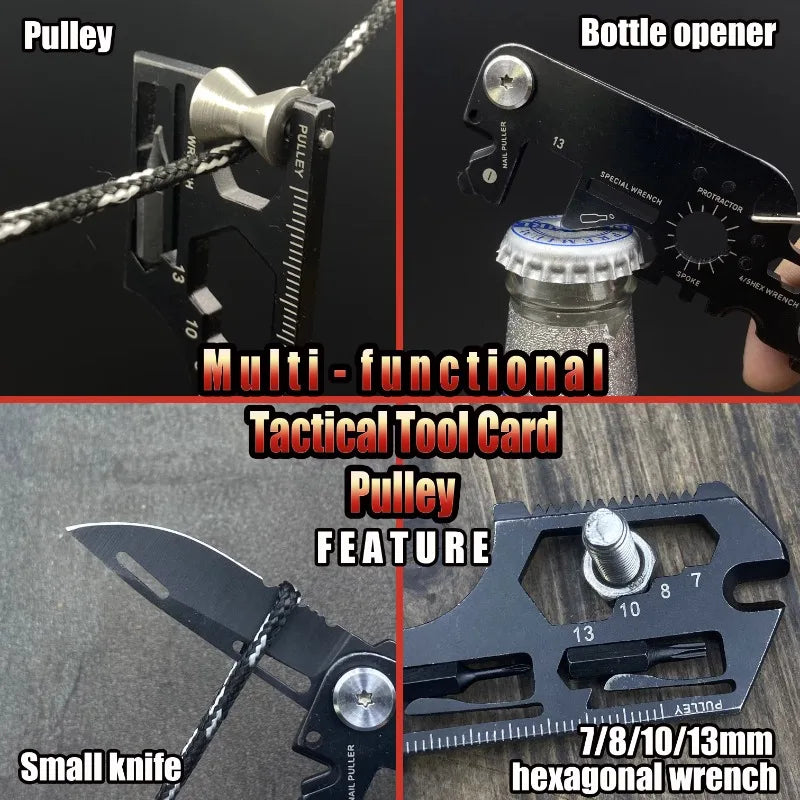 Multifunctional Outdoor Tool Combination Card Folding Molle Scissor Army Knife Mini Bicycle Repair EDC Camping Gear Equipment