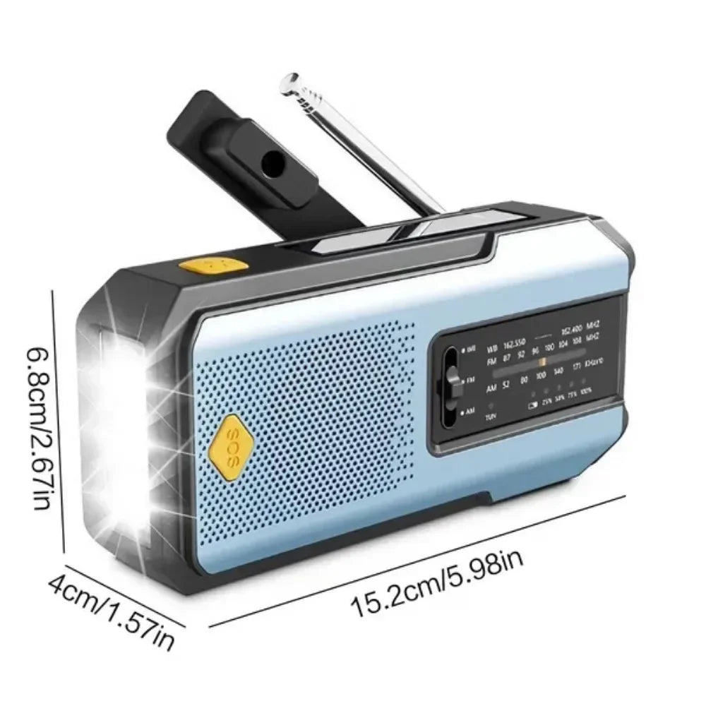 Emergency Radio Solar Power Hand Crank Radio Global Receiver High Quality LED Torch Reading Light SOS Alarm 2000mAh