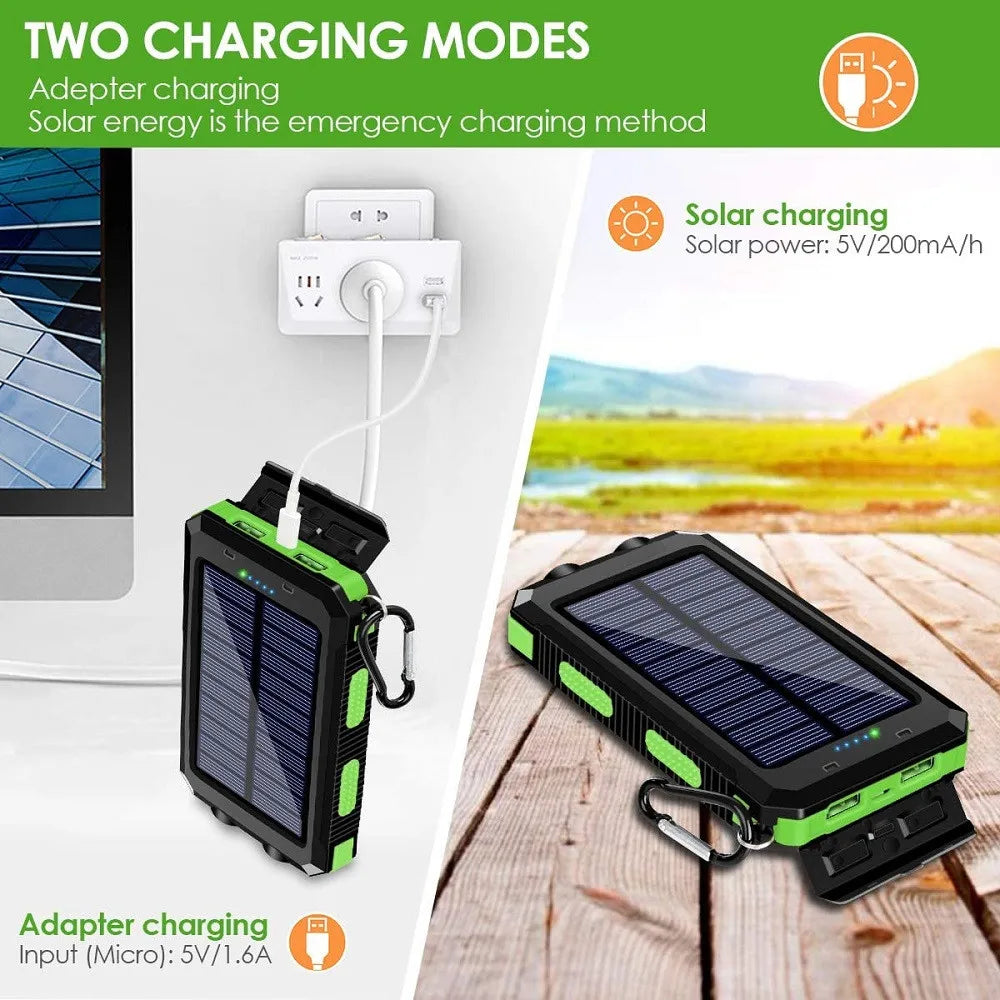 Power Bank Solar 80000mAh Cargador Portátil Poverbank Batería Externa Luz Potente LDE para Todos los Smartphones